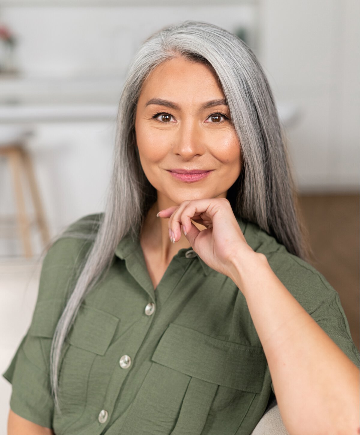 Monmouth County Microneedling model wearing a green top